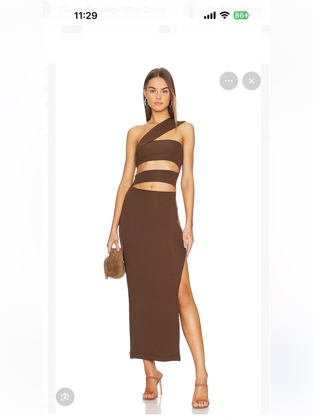 Asymmetric Cutout Midi Dress in Brown